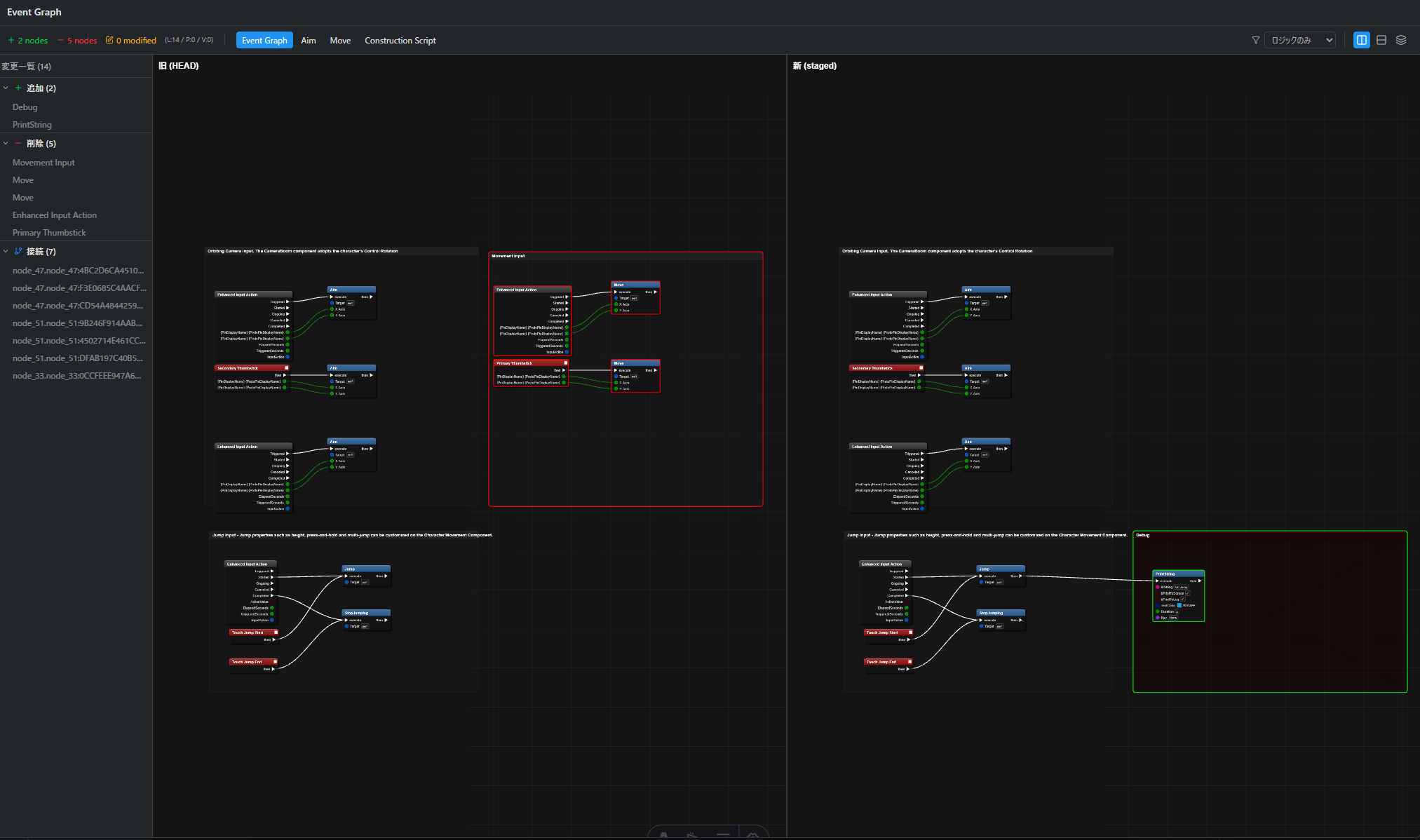 グラフビューでの差分表示